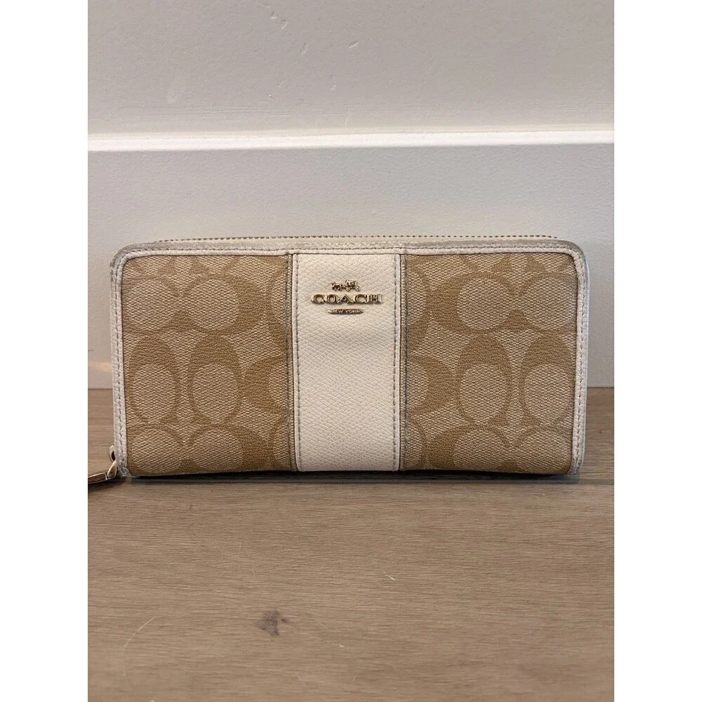 COACH F54630 IMDQC ACCORDION ZIP WALLET IN SIGNATURE CANVAS
